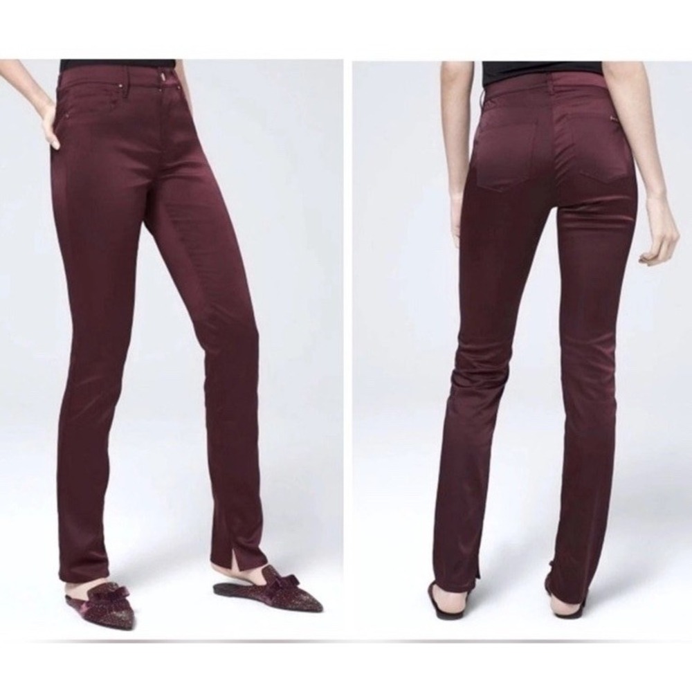 WHITE HOUSE BLACK MARKET Women's 6R‎ High-Rise Satin Slim Jeans Ankle Slits NWT